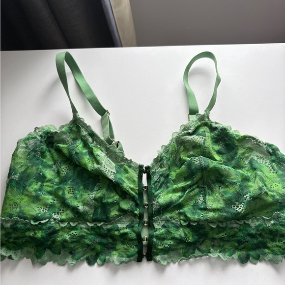 aerie Other - Aerie Front Clasps Green Lace Bralette Size XL Bra St Patrick’s Day ☘️
